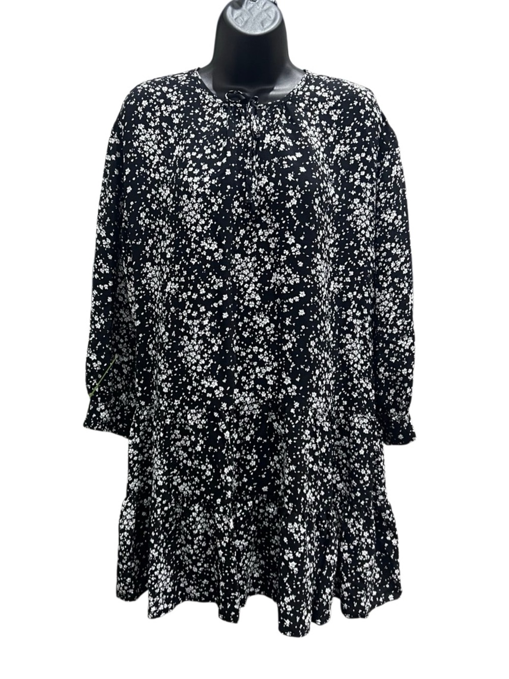 Zara Babydoll Floral Mini Dress Black White Size Small